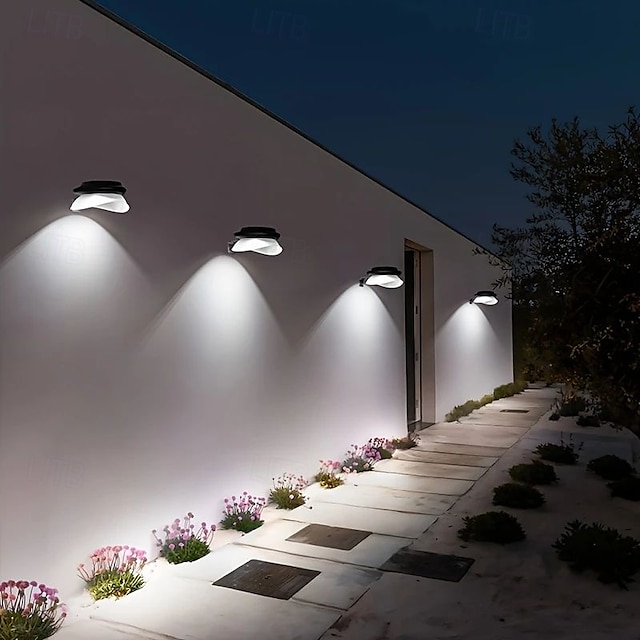  2/4 Pcs LED Solar Street Lights Outdoor Wall Lights Fence Lights 9LEDs Home Garden Outdoor Courtyard Fence Wall Decoration LED Waterproof Wall Light Garage Porch Yard Lighting