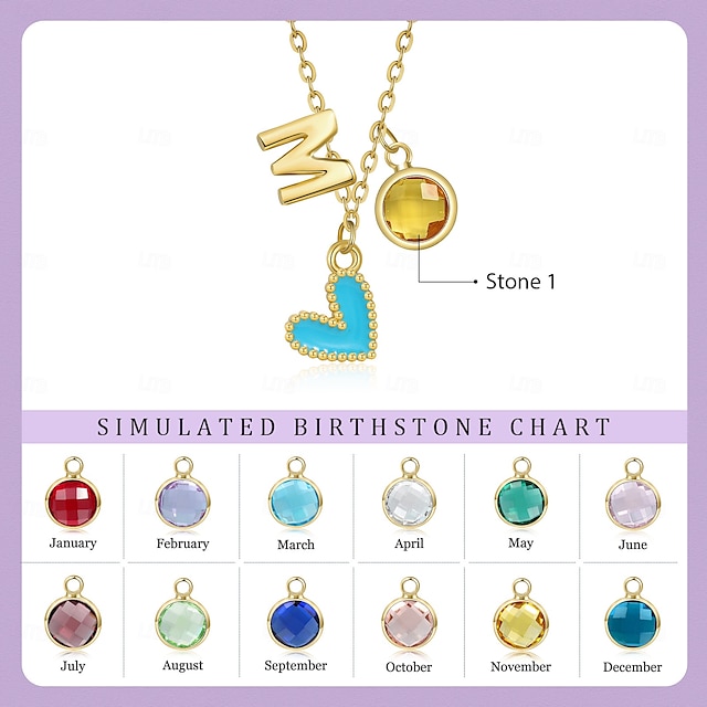  Personalisierte Geburtsstein- und Buchstaben-Halskette das beste Geschenk für Mama - Ozean-Themen Delphin-Anhänger personalisiertes Schmuckgeschenk für den Muttertag Frauentag Valentinstag