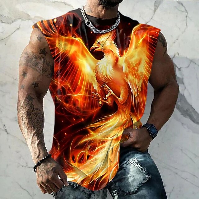 Men's Phoenix T Shirt Short Sleeve T shirt 3D Print Crew Neck Shirt Sports Fashion Street Sports Outdoor Casual Black Summer Spring Clothing Apparel S M L XL XXL XXXL4