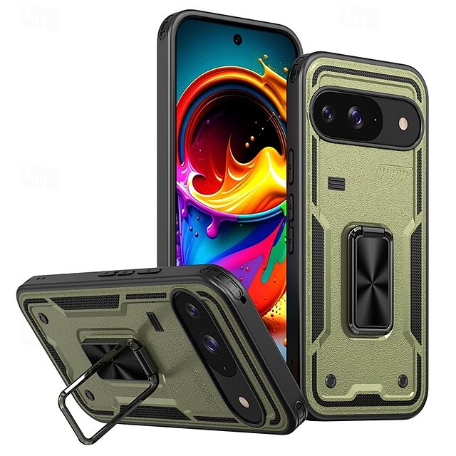  telefoon hoesje Voor Google Pixel 9 Pro Pixel 9 Pro XL Pixel 9 Achterkant Ringhouder Magnetisch Schokbestendig Retro TPU PC