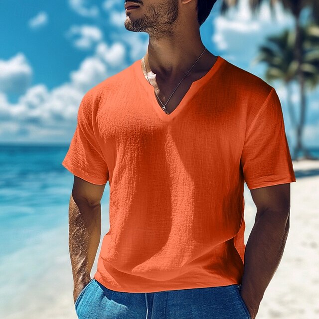 Herren Shorts Baumwollleinen - Elastische Taille Chino Shorts - Lässige Sommer Shorts