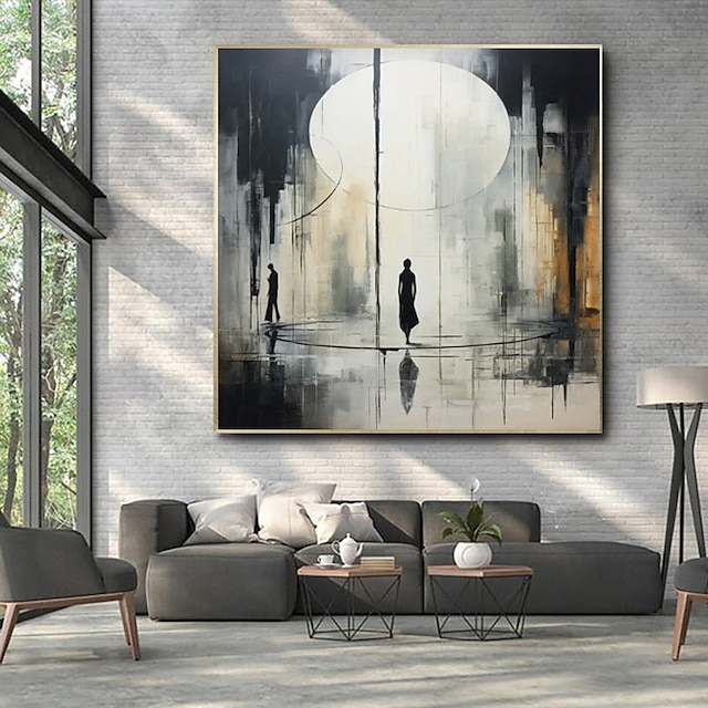  handgjord oljemålning canvas väggkonst dekoration modern abstrakt svartvit wabi-sabi stil ljus lyx för hem matsal dekor rullad ramlös osträckt målning