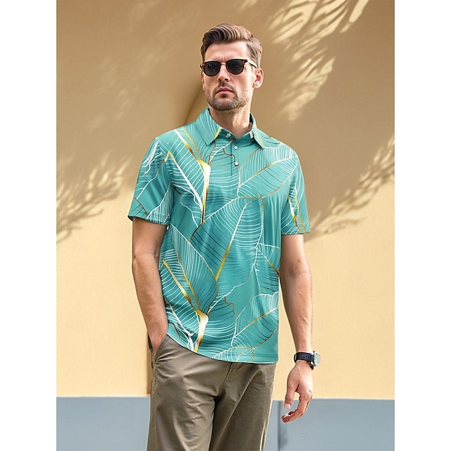  Men's Golf Polo Shirt Green Short Sleeve Top Golf Attire Clothes Outfits Wear Apparel