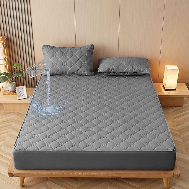  Capa Protetora para Cama Queen King Impermeável Protetor de Colchão Almofada de Colchão Ajustável Protetor de Cama Capa de Colchão com Faixa Elástica Reforçada À Prova de Urina