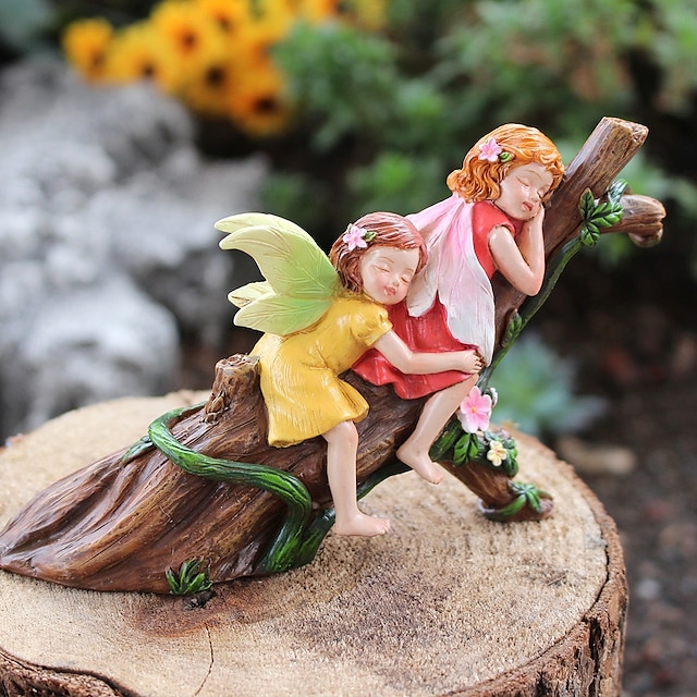  ornamento creativo in resina - statua in miniatura di fata addormentata, fata dei fiori addormentata da esterno, accessori per giardini fatati, bonsai &decorazione del prato