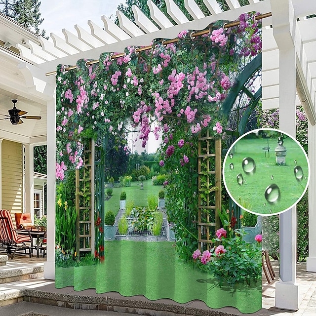  vattentäta utomhusgardiner för inomhusbröllop uteplats tjock sekretesshylsa gardiner för bröllop sovrum, vardagsrum, veranda, pergola, cabana, 1 panel