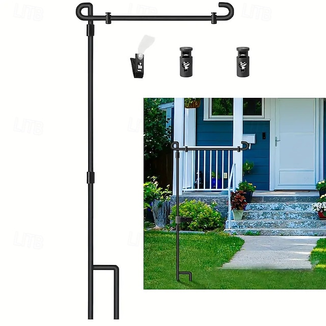  Garden Flag Stopper and Clip Waterproof Powder-Coated Paint for House Flags,Decorative Yard Seasonal Flags 1PC