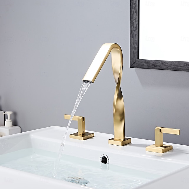  Robinet lavabo - Séparé Plaqué Diffusion large Deux poignées trois trousBath Taps