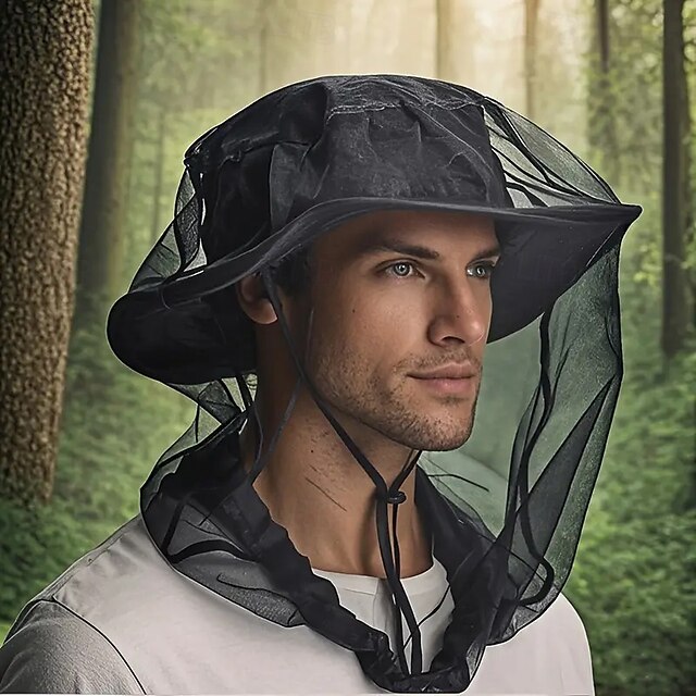  Lot de 5 moustiquaires d'extérieur vertes en EVA - en maille auto-rétractable, respirante et lavable en machine, parfaites pour le camping et la pêche