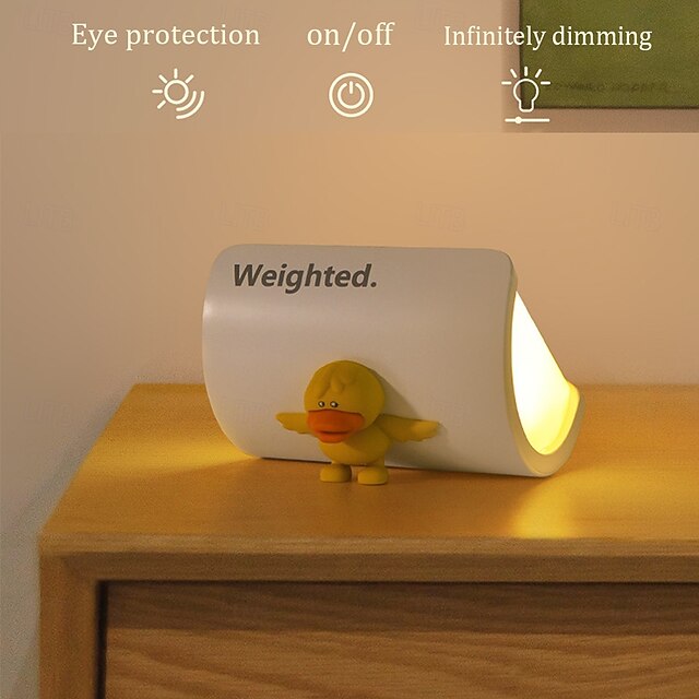  Veilleuse LED décorative en forme de canard, lampe de bureau à intensité variable et rechargeable, éclairage pour enfants, réglage de la luminosité