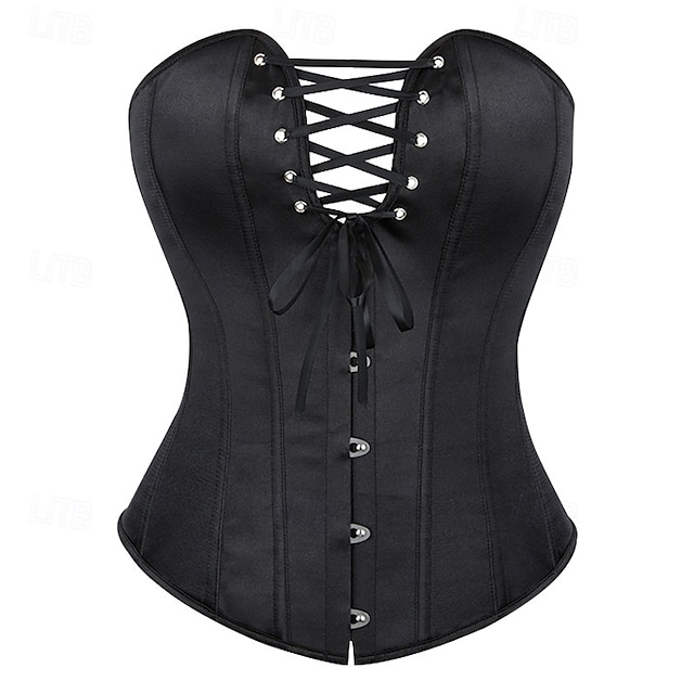  Rococó Com Busto Baile de Máscara Espartilho de Tronco Inteiro Fantasias Compressão abdominal Flexão Laço Côr Sólida Mulheres Real Baile de Máscaras Festa Carnaval de Veneza Adulto Corpete