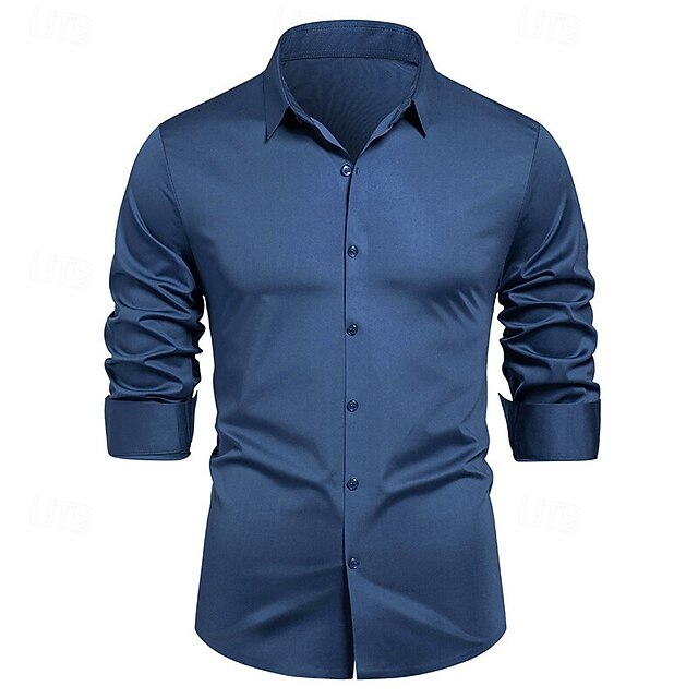  Herren Hemd Kleidhemd Knopfhemd Einfarbig Hochzeit Täglich Hellblau Schwarz Weiß Königliches Blau Kurzarm Revers Frühling & Herbst Bekleidung Patchwork