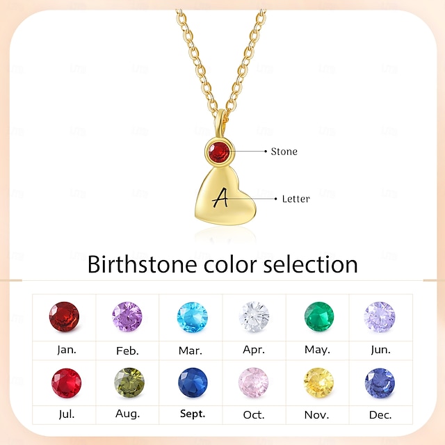  Collier en pierre de naissance et initiale personnalisé meilleur cadeau pour maman - Pendentif pour femmes idéal pour mère grand-mère femme ou petite amie pour la fête des mères la Saint-Valentin ou