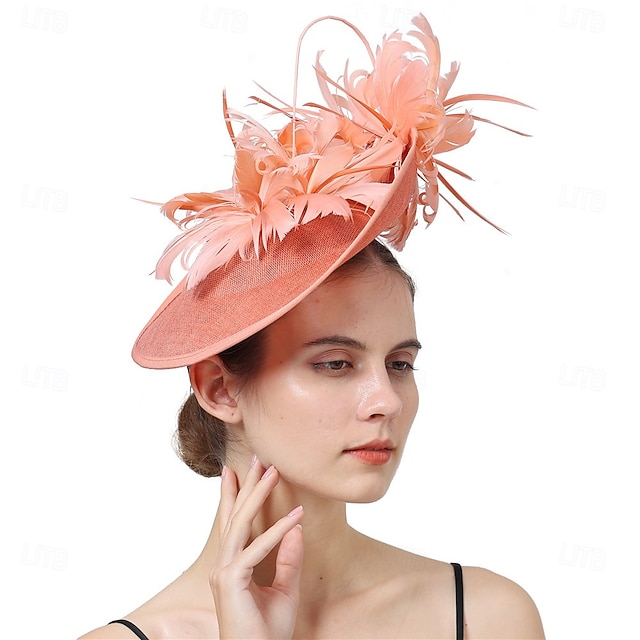  Hodeplagg Tyll Fedora Hatt Bryllup Hesteveddeløp Elegant Vintage Søt Med Fjær Hodepryd Hodeplagg