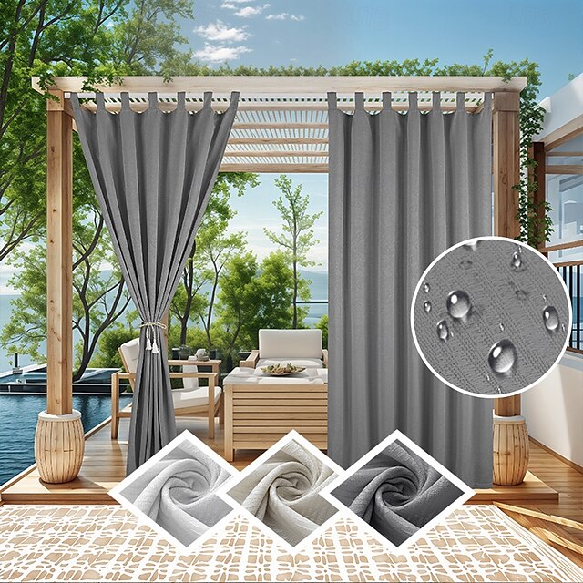  utendørs gardiner til terrasse ensfargede vanntette gardiner utendørs skjermer for lysthus pergola veranda vindusgardinpaneler
