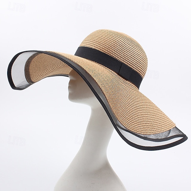  solhatt sommerhatt for kvinner med bred brem, uv-beskyttelse nettingsolhatt for ansiktsskjerm, solskjermhette for utendørs reiser  & strand