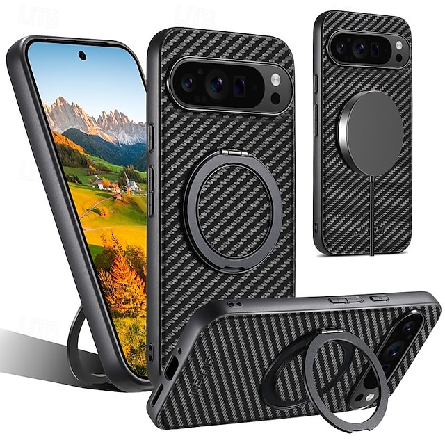  電話 ケース 用途 グーグル ピクセル9プロ ピクセル9プロXL Pixel 8 Pro Pixel 8 ピクセル9 Pixel 7 Pixel 7 Pro Pixel 6 Pixel 6 Pro バックカバー スタンド付き 磁石バックル ワイヤレス充電をサポート レトロ風 TPU カーボンファイバー ステンレス鋼