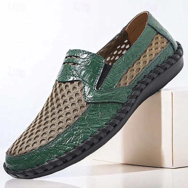  Mocassins à enfiler pour hommes à motif crocodile marron - chaussures d'affaires et décontractées élégantes avec un design en similicuir texturé