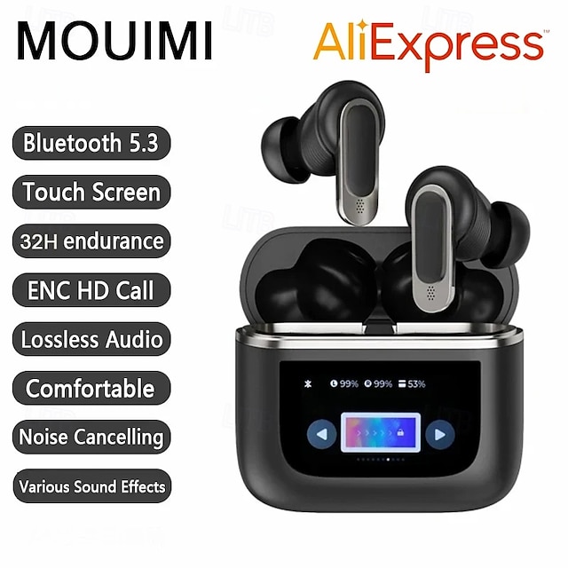  Fones de Ouvido Bluetooth Sem Fio TWS Tour Pro 2 V8 ANC Cancelamento de Ruído In-Ear Fones de Ouvido com Controle Touchscreen
