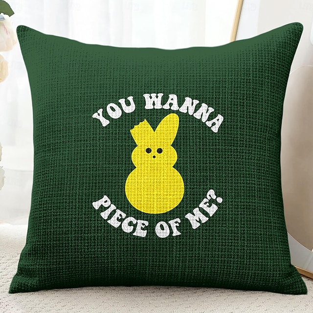  Paas Grappige Konijn Decoratieve Gooi Kussenshoes 1PC Zacht Vierkant Bank Kussenhoes Kussenhoes voor Slaapkamer Woonkamer Bank Stoel Zwart Groen