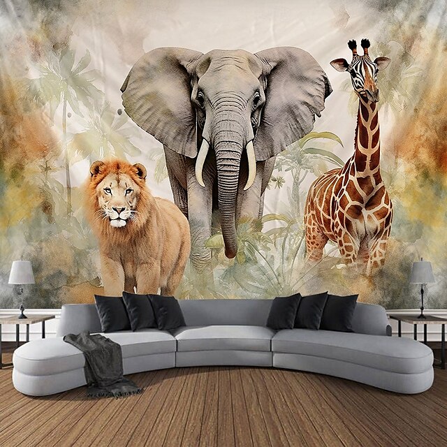  Afrikanische Tiere hängender Wandteppich Wandkunst großer Wandteppich Wandmalerei Foto Hintergrund Decke Vorhang Heim Schlafzimmer Wohnzimmer Dekoration
