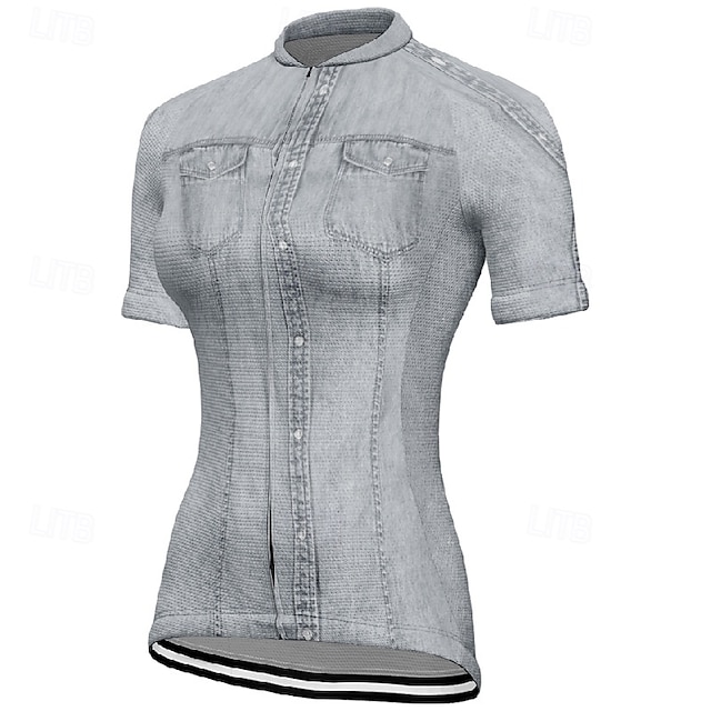  Pentru femei Jersey de ciclism Manșon scurt Bicicletă Tricou Tee Jerseu cu 3 buzunare spate Ciclism montan Respirabil Uscare rapidă Proiectare anatomică Wicking Albastru Gri Grafic Sport Îmbrăcăminte