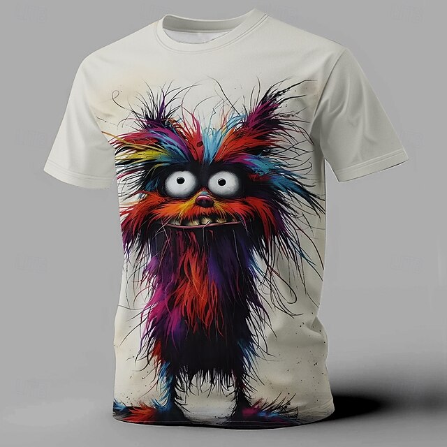 Men's Animal Funny T Shirt Short Sleeve T shirt 3D Print Crew Neck Shirt Exaggerated Designer Party Holiday Beige Summer Spring Clothing Apparel S M L XL XXL XXXL4