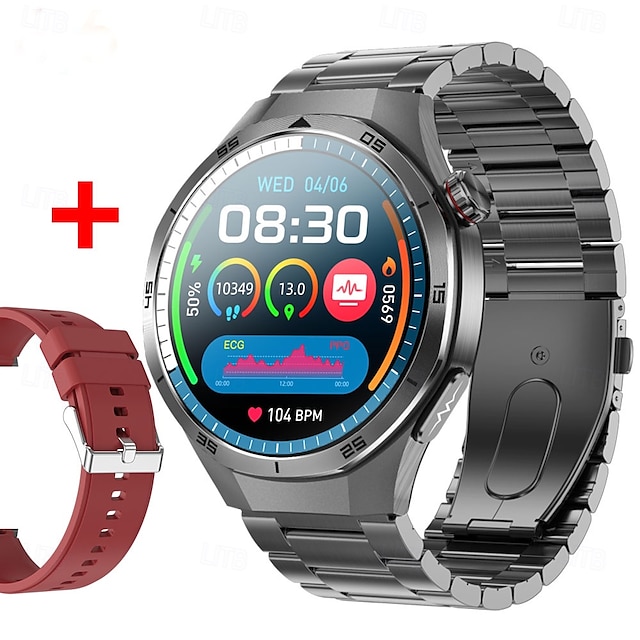  696 ET456 Smart Watch 1.56 inch Smartwatch Fitness Running Watch Bluetooth ECG+PPG Pedometer Call Reminder Compatible with Android iOS Men Hands-Free Calls Message Reminder IPX-0 47mm Watch Case