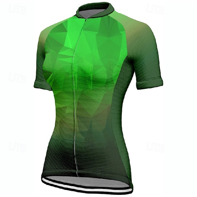  Women's Cycling Jersey Geometric Gradient Short Sleeve Bike Tee Tshirt Jersey with 3 Rear Pockets Mountain Bike MTB Quick Dry Anatomic Design Wicking Breathable Sports Blue Dark Green Purple Clothing