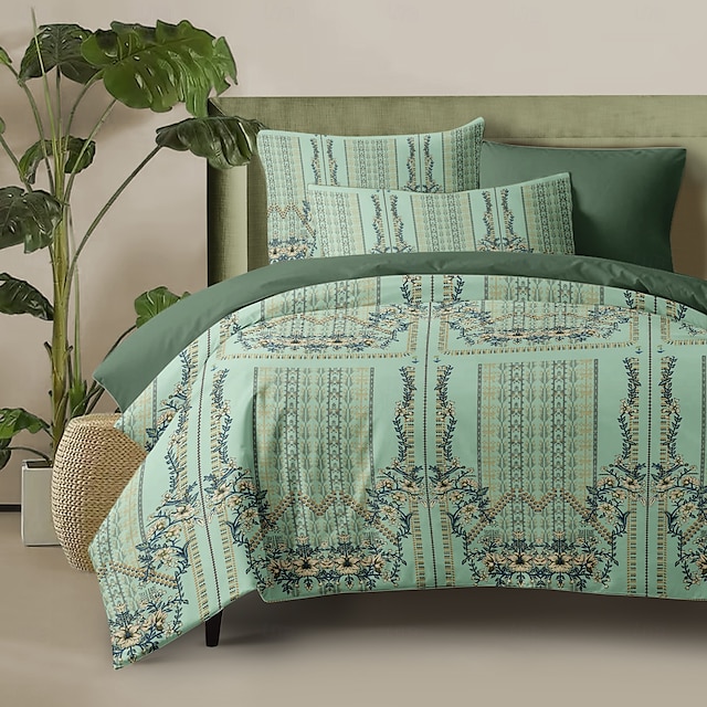  Bohemisk Duvet-set 100% Bomull Mjuk och Andningsbar Sängkläder med Paisley Blommor Lätt och Hållbar Täcke Bekväm för alla säsonger Lätt att ta hand om
