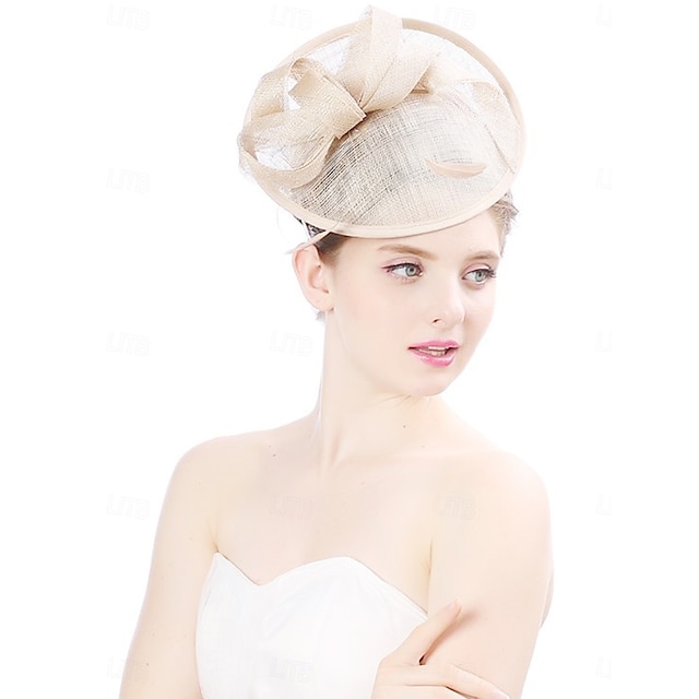  Hodeplagg Polyester Faux Lin Linse Fedora Hatt Bryllup Elegant Vintage Med Fjær Hodeplagg