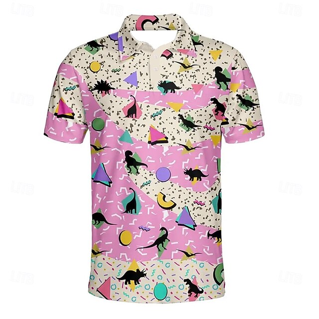 Kentucky Derby Men's Animal Geometric Pattern Polo Short Sleeve Polo Shirts Collared Shirts Business Casual School Outdoor Daily Wear 3D Print Summer Spring Fall Pink4