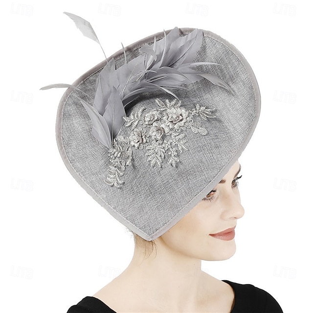  Peça para Cabeça Linho Artificial Penas Casamento Festa de Noite Elegante Casamento Com Penas Capacete Chapéu