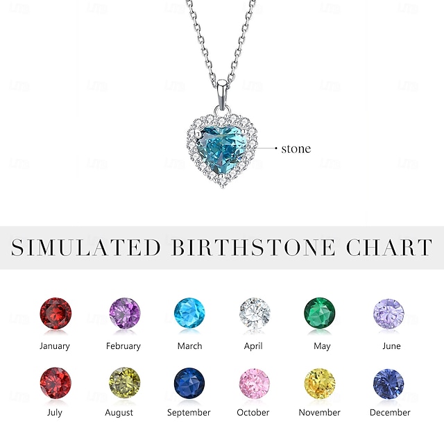  Personalisierte Herz-Halskette Individuelles Bestes Geschenk für Mama – 925 Silber Geburtsstein-Pendant Perfektes Geschenk für Mama Großmutter Frau Freundin zum Muttertag Valentinstag Weihnachten