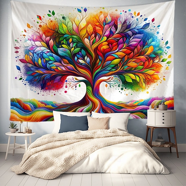  Tapisserie Murale Arbre de Vie Grande Tapisserie Décor Mural Photographie Décor de Fond Couverture Rideau Maison Chambre Salon Décoration