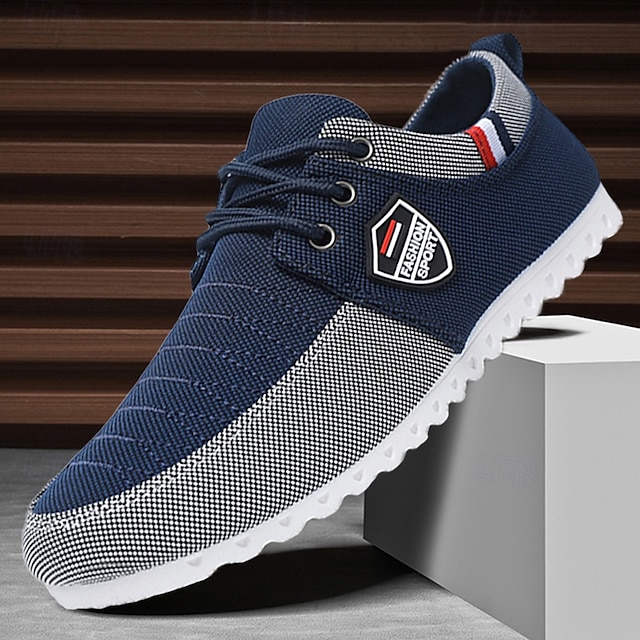  Zweifarbige Herren-Freizeitsneaker aus Nylon mit Schnürung und Emblem – stylisches Schuhwerk für den Alltag
