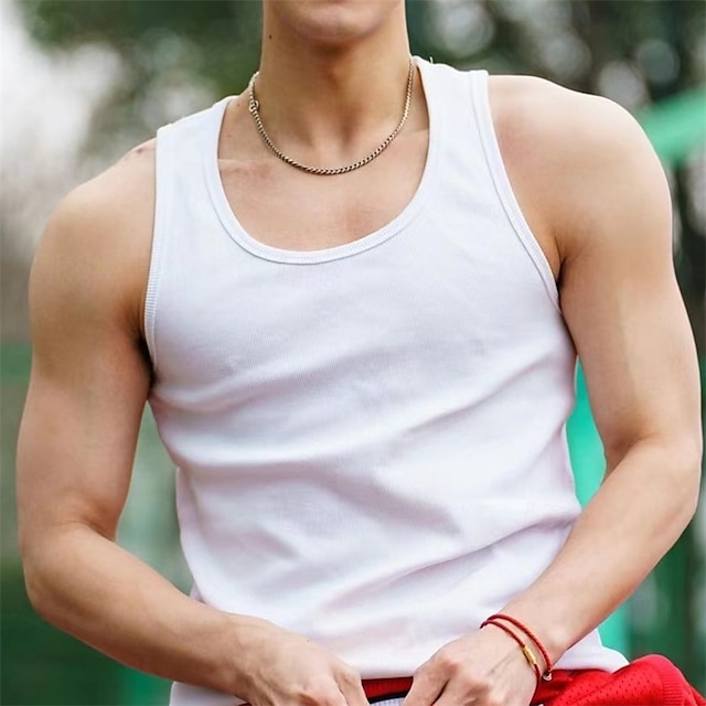  Bărbați Bluză Vest Top Sub Cămașă Cămașă fără mâneci Fără manșon Stil Nautic Vară Simplu Modă Designer De Bază Clasic Vacanță Stradă Ieșire Negru Alb Maro Top tricou pentru bărbați