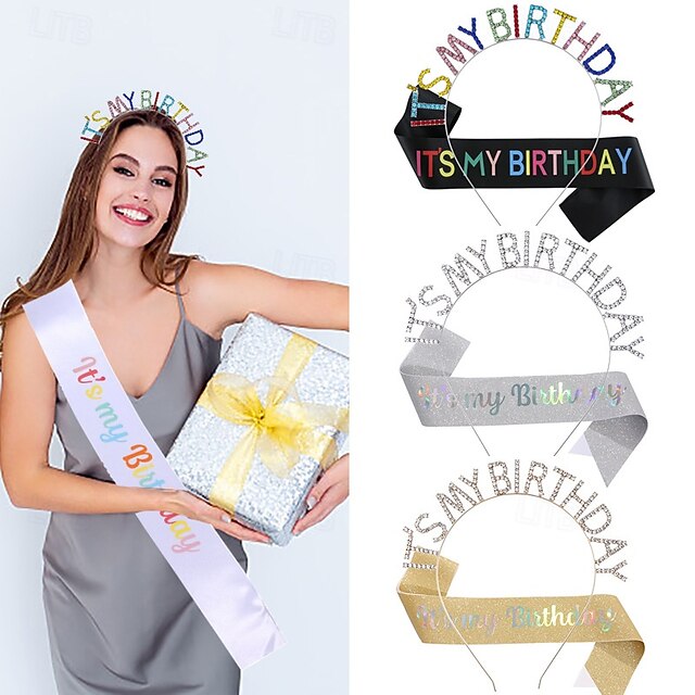 Olyee Couronne Anniversaire 10 Ans Avec Écharpe Satin Happy Birthday Et