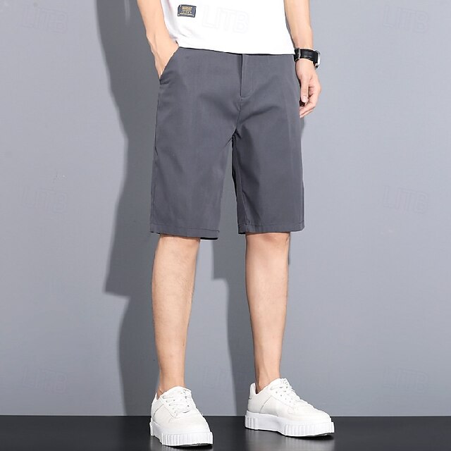  Per uomo Shorts Shorts eleganti Bermuda Pantaloncini casual Tasca Gamba Dritta Semplice Traspirante Senza ferro Lunghezza al ginocchio All'aperto Affari Quotidiano Moda Streetwear Nero Blu