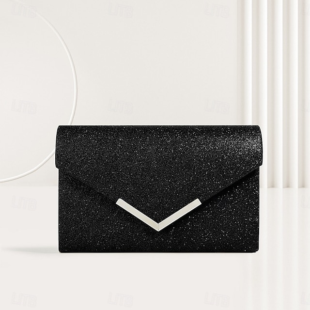  Sac à main en métal pailleté pour mariage élégant soirée fête avec couleur pure