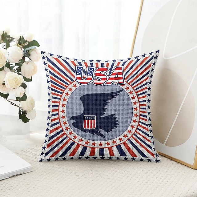  4e Juli Decoratieve Toss Kussens Cover 1PC Onafhankelijkheidsdag Amerikaanse Adelaar Zachte Vierkante Bankkussen Case Kussenhoes voor Slaapkamer Woonkamer Bankstoel