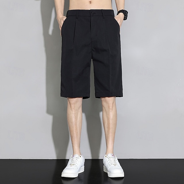  Per uomo Shorts Shorts eleganti Bermuda Pantaloncini casual Pieghettato Elastico in vita Gamba Dritta Semplice Comodità Senza ferro Lunghezza al ginocchio All'aperto Affari Quotidiano Moda Streetwear