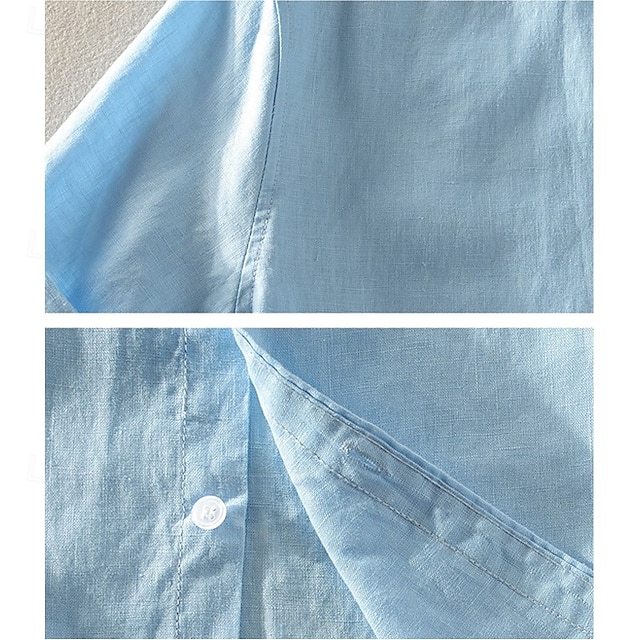Homme Chemise Chemise en lin Chemise Décontractée Chemise en coton Uni Homme Chemise Chemise en lin Chemise Décontractée Chemise en coton Uni