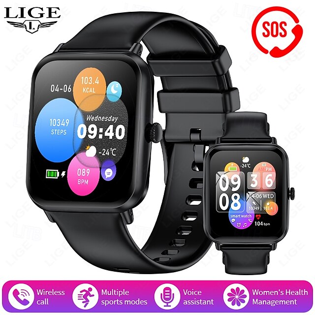  LIGE BW0903 Smartklokke Fitness Tracker Pulsmåler Bluetooth Android iOS Vanntett 1.96