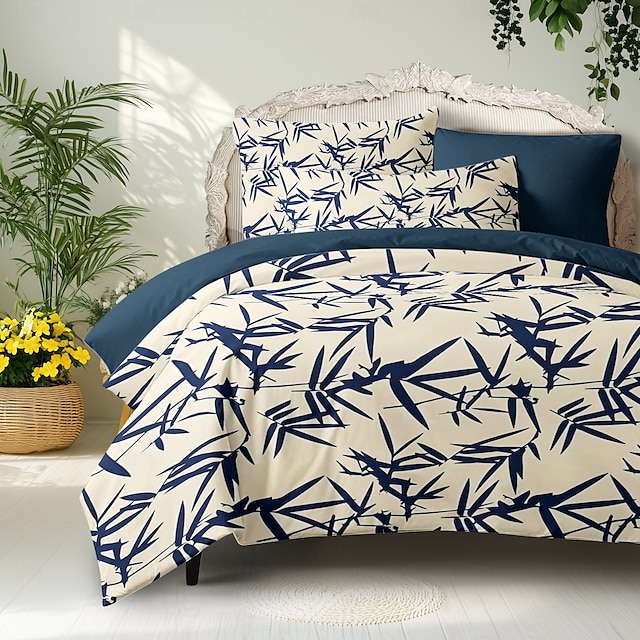  Bamboo Duvet Cover Full Size Bedding Set Bed Sets Quilt Cover Soft Lightweight Comforter Cover with 2 Pillowcases for Summer Spring