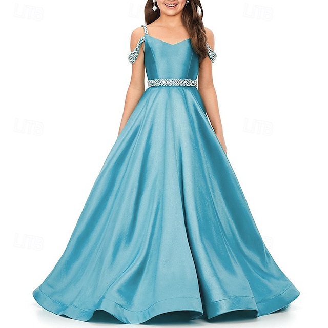  Cauda Arrastando  Escovando Vestido de Florista Princesa Concurso  Performance Juniors Vestido de Festa Bonito Seda com Beading Elegante Para 3-16 Anos dress to impress