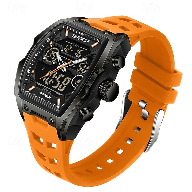  SANDA Huippumerkki 6235 Ylellinen miesopiskelijan elektroninen kello Urheilullinen monitoiminen Vedenkestävä LED opiskelijakello