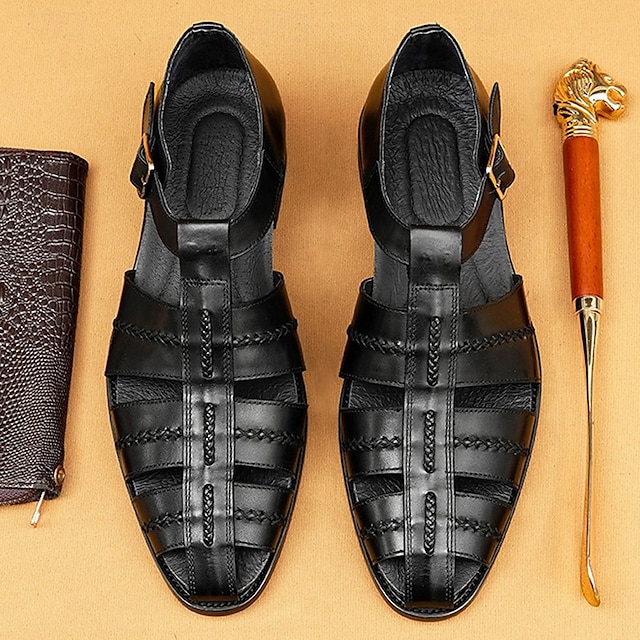  Premium Leather Fisherman Sandals with Buckle Detail - Stylish Choice for Outdoor Activities and Social Gatherings