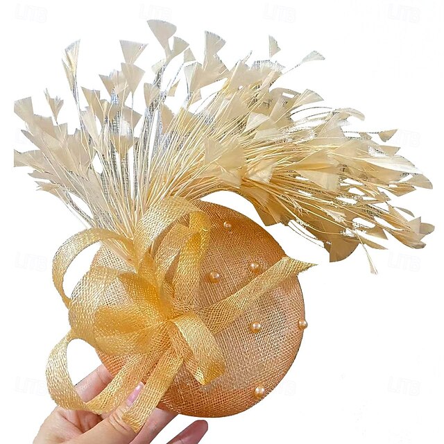 Headdress Sinamay Fedora Hat Wedding Birthday Evening Party Tea Party Horse Race Elegant Vintage Cute With Feather Floral Headpiece Headwear4