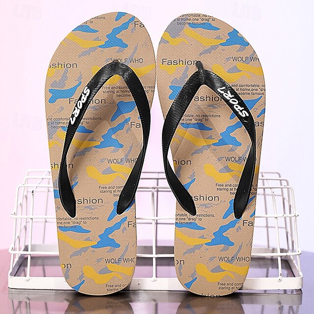  Men's Camouflage Flip-Flops with Durable Rubber Sole - Perfect for Outdoor and Beach Activities